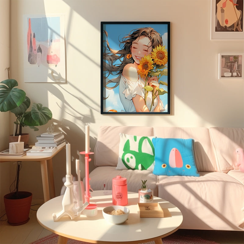 Sunshine Girl with Sunflowers: A Warm and Uplifting Vision