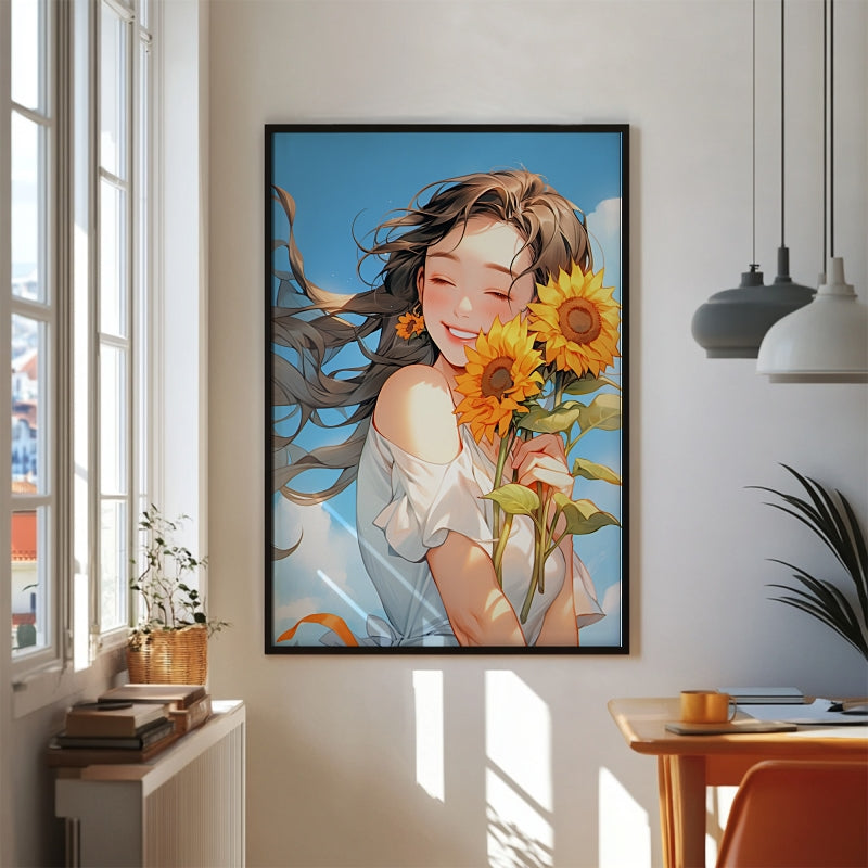 Sunshine Girl with Sunflowers: A Warm and Uplifting Vision