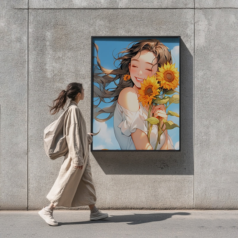 Sunshine Girl with Sunflowers: A Warm and Uplifting Vision