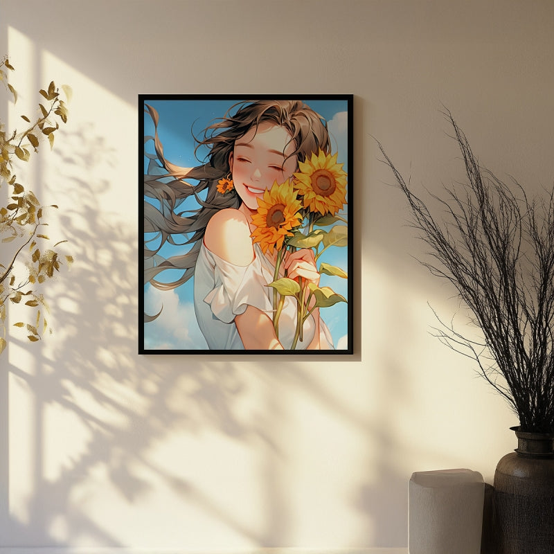 Sunshine Girl with Sunflowers: A Warm and Uplifting Vision