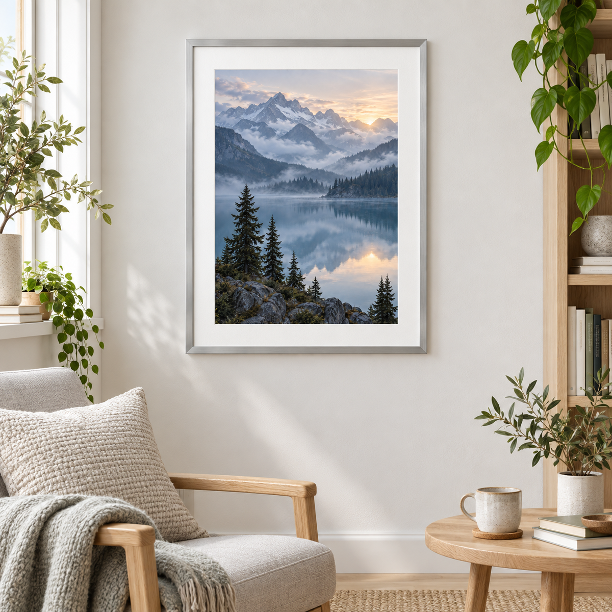 Alpine Hush - silver frame room visualization