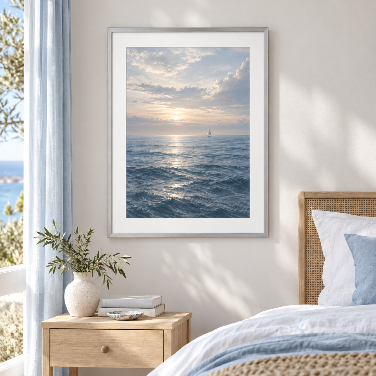 Atlantic Stillness - silver frame room visualization