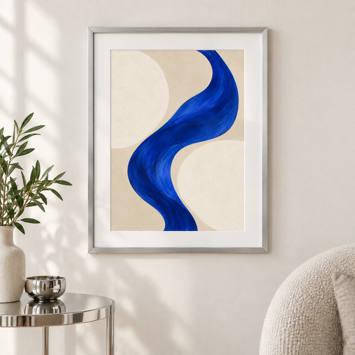 Blue Interval - silver frame room visualization