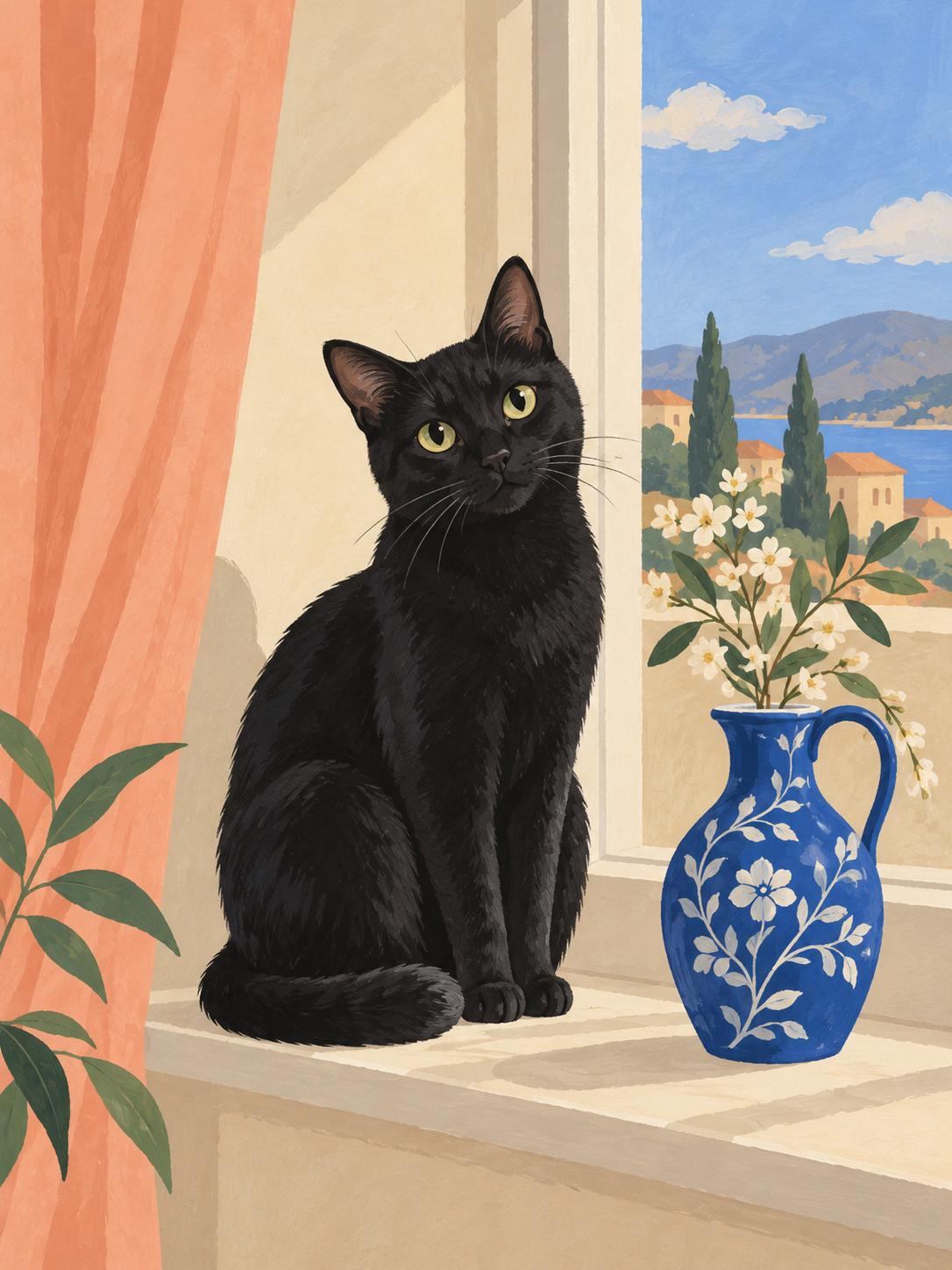 Cat at the Window - artwork detail