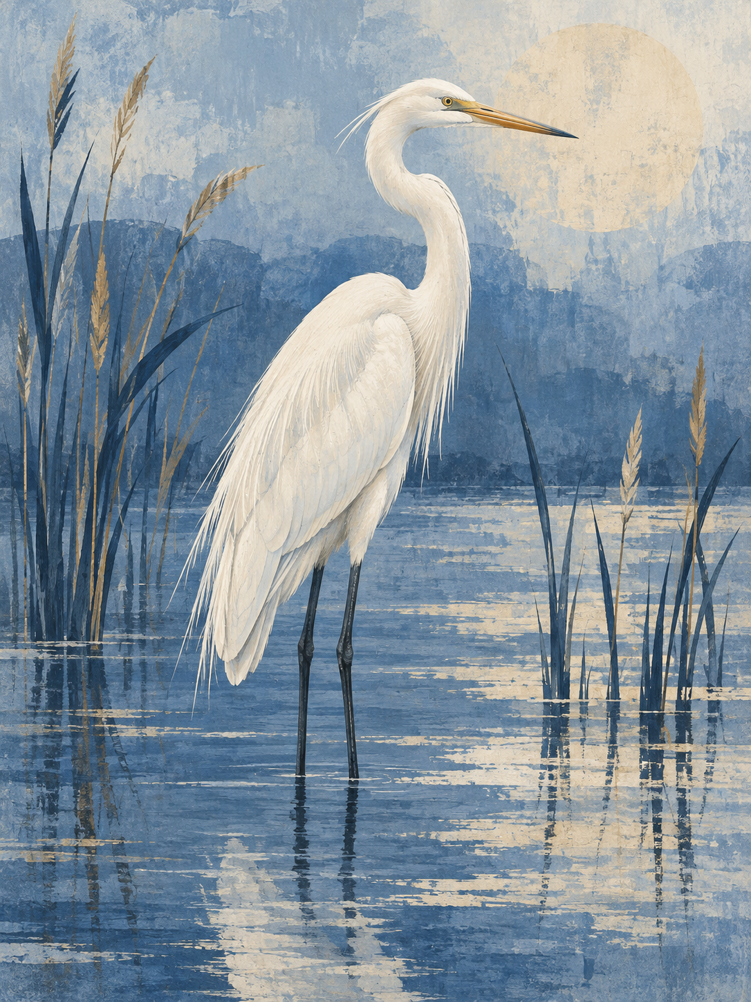 Heron in Blue - artwork detail