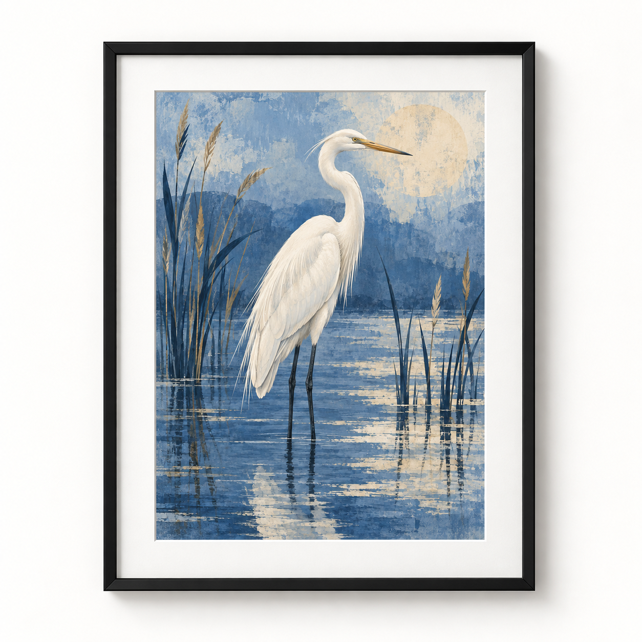 Heron in Blue - black frame visualization