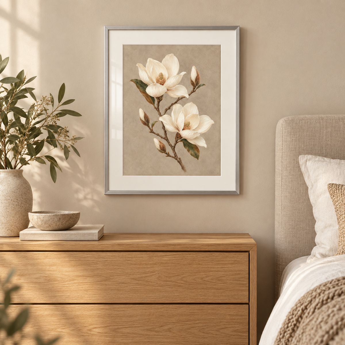 Magnolia Study - silver frame room visualization
