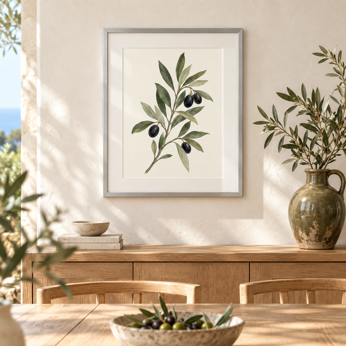 Olive Branch Morning - silver frame room visualization