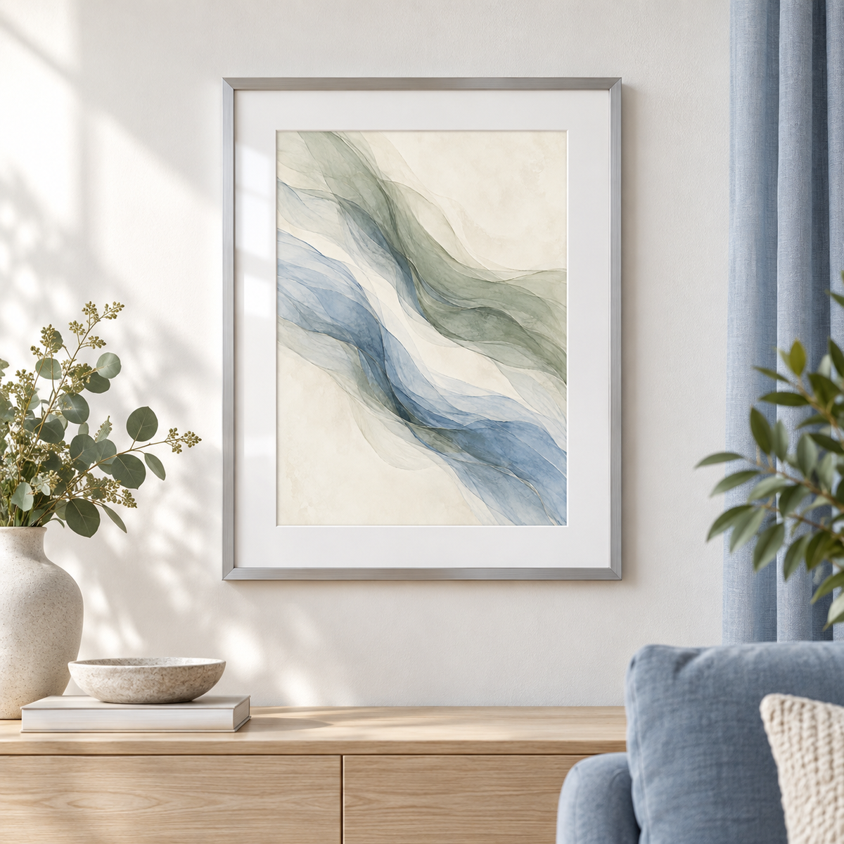 Soft Current - silver frame room visualization