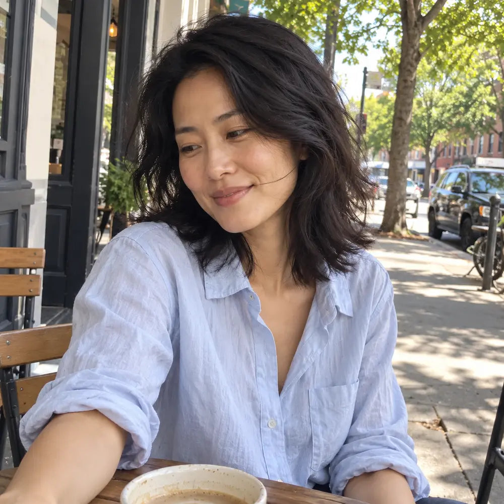 AI-generated fictional iPhone-style candid portrait for the jenny-q demo artist profile