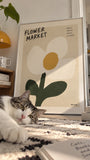 Cute cat flower art print lifestyle scene